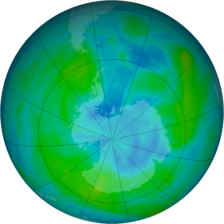 Antarctic ozone map for 27 February 1989
